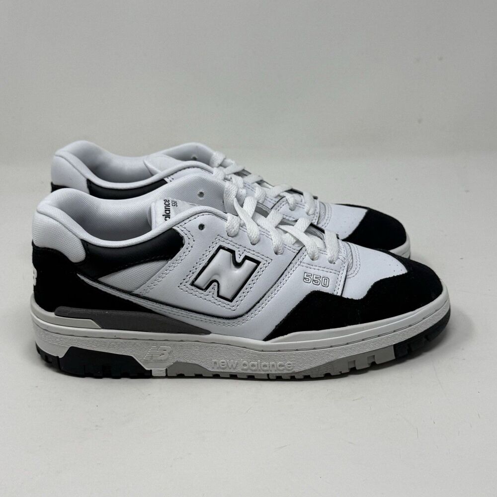 New Balance 550 Sneakers Shoes Big Boys Kids Size 7 White Black Leather Suede